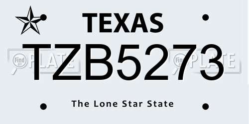 TZB5273 Texas License Plate