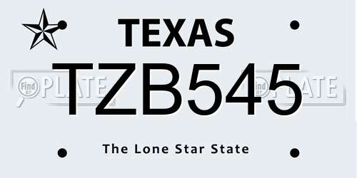 TZB545 Texas License Plate