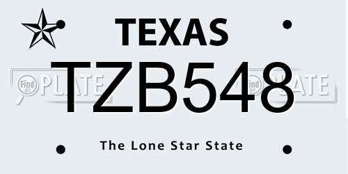 TZB548 Texas License Plate