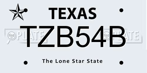 TZB54B Texas License Plate