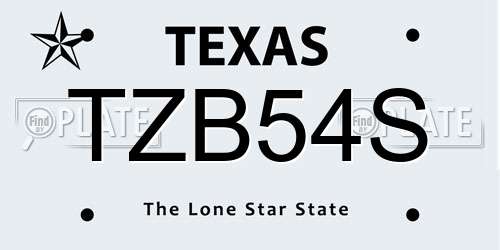 TZB54S Texas License Plate