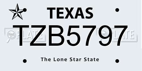 TZB5797 Texas License Plate