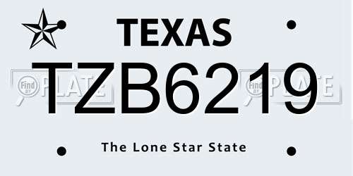 TZB6219 Texas License Plate