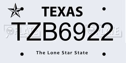 TZB6922 Texas License Plate