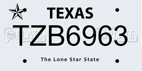 TZB6963 Texas License Plate