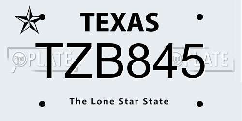 TZB845 Texas License Plate