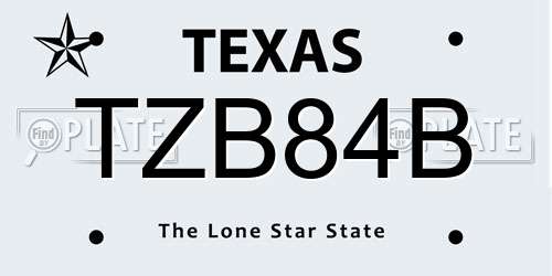 TZB84B Texas License Plate