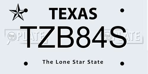 TZB84S Texas License Plate