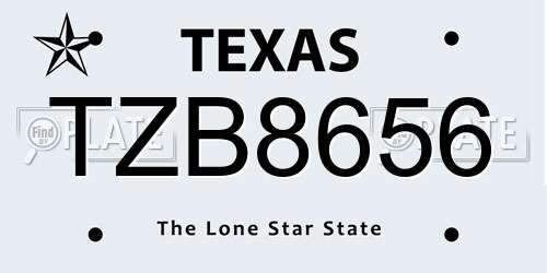 TZB8656 Texas License Plate