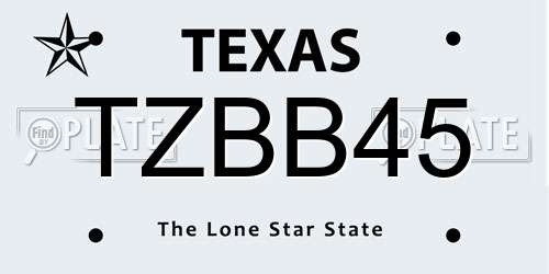 TZBB45 Texas License Plate