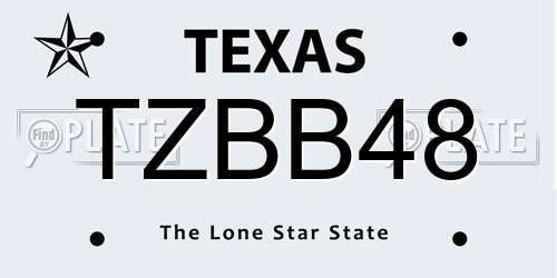 TZBB48 Texas License Plate