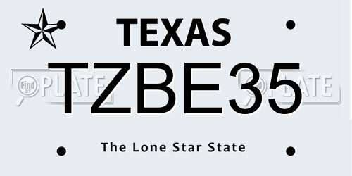 TZBE35 Texas License Plate