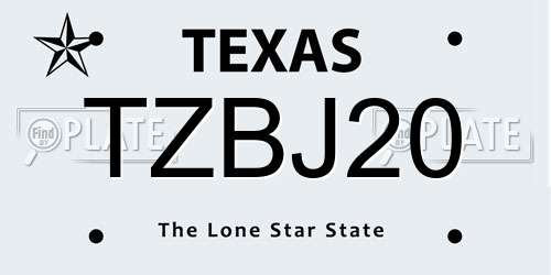 TZBJ20 Texas License Plate