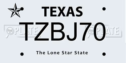 TZBJ70 Texas License Plate