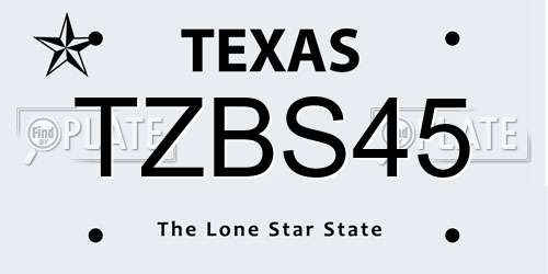 TZBS45 Texas License Plate