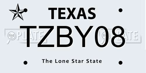 TZBY08 Texas License Plate
