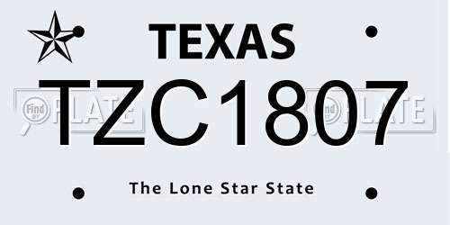 TZC1807 Texas License Plate