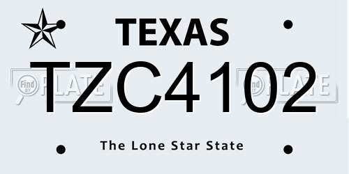 TZC4102 Texas License Plate