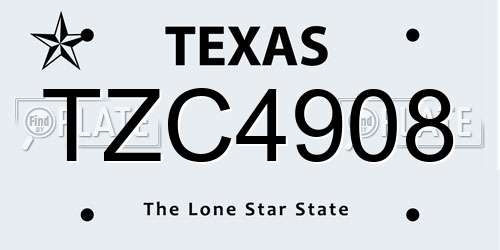 TZC4908 Texas License Plate
