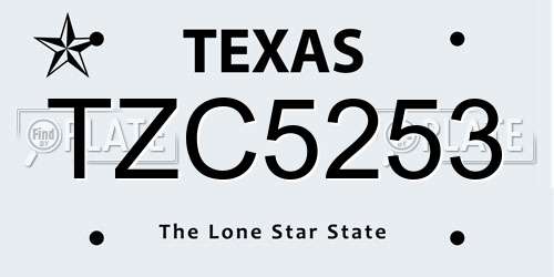 TZC5253 Texas License Plate