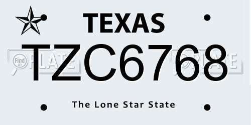 TZC6768 Texas License Plate