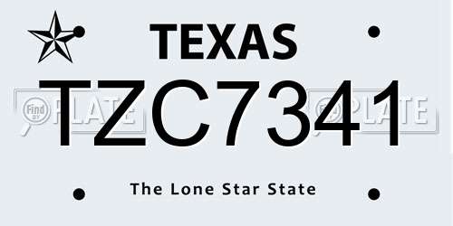 TZC7341 Texas License Plate