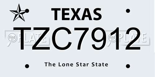 TZC7912 Texas License Plate