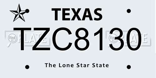 TZC8130 Texas License Plate