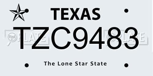 TZC9483 Texas License Plate