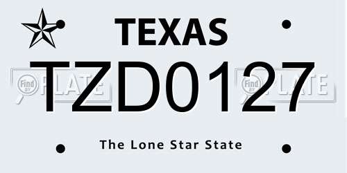 TZD0127 Texas License Plate