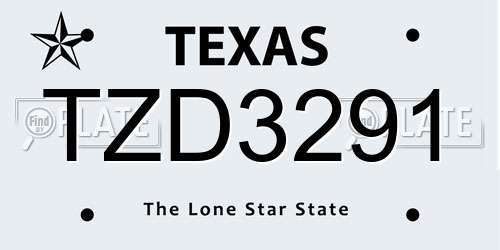 TZD3291 Texas License Plate
