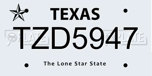 TZD5947 Texas License Plate