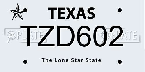 TZD602 Texas License Plate