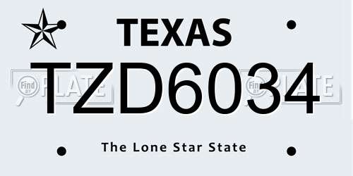 TZD6034 Texas License Plate