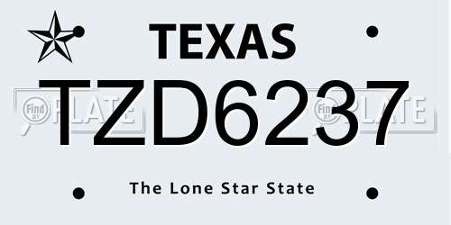 TZD6237 Texas License Plate