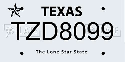 TZD8099 Texas License Plate