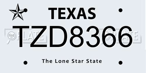 TZD8366 Texas License Plate