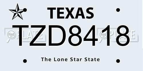 TZD8418 Texas License Plate