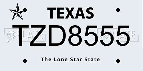 TZD8555 Texas License Plate