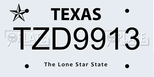 TZD9913 Texas License Plate