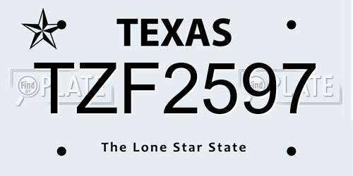 TZF2597 Texas License Plate