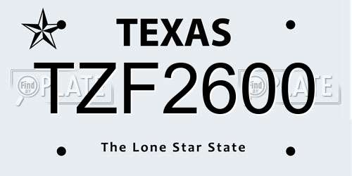 TZF2600 Texas License Plate