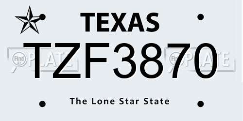 TZF3870 Texas License Plate