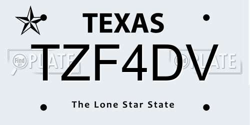 TZF4DV Texas License Plate