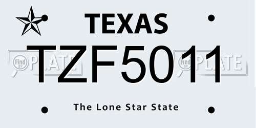 TZF5011 Texas License Plate