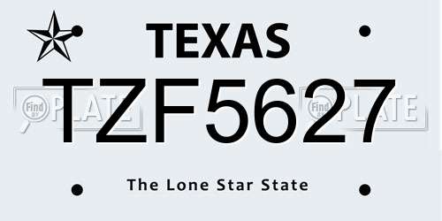 TZF5627 Texas License Plate