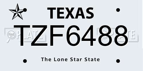 TZF6488 Texas License Plate
