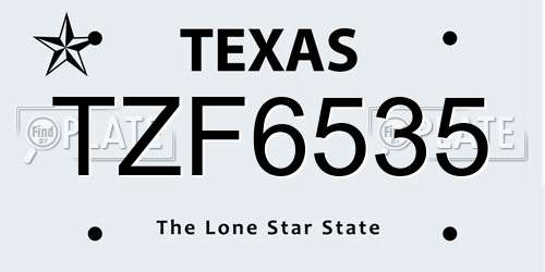 TZF6535 Texas License Plate
