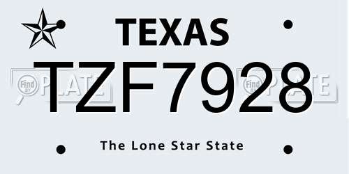 TZF7928 Texas License Plate