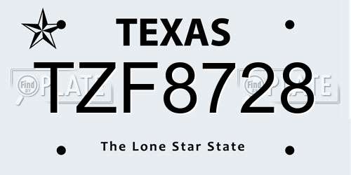 TZF8728 Texas License Plate